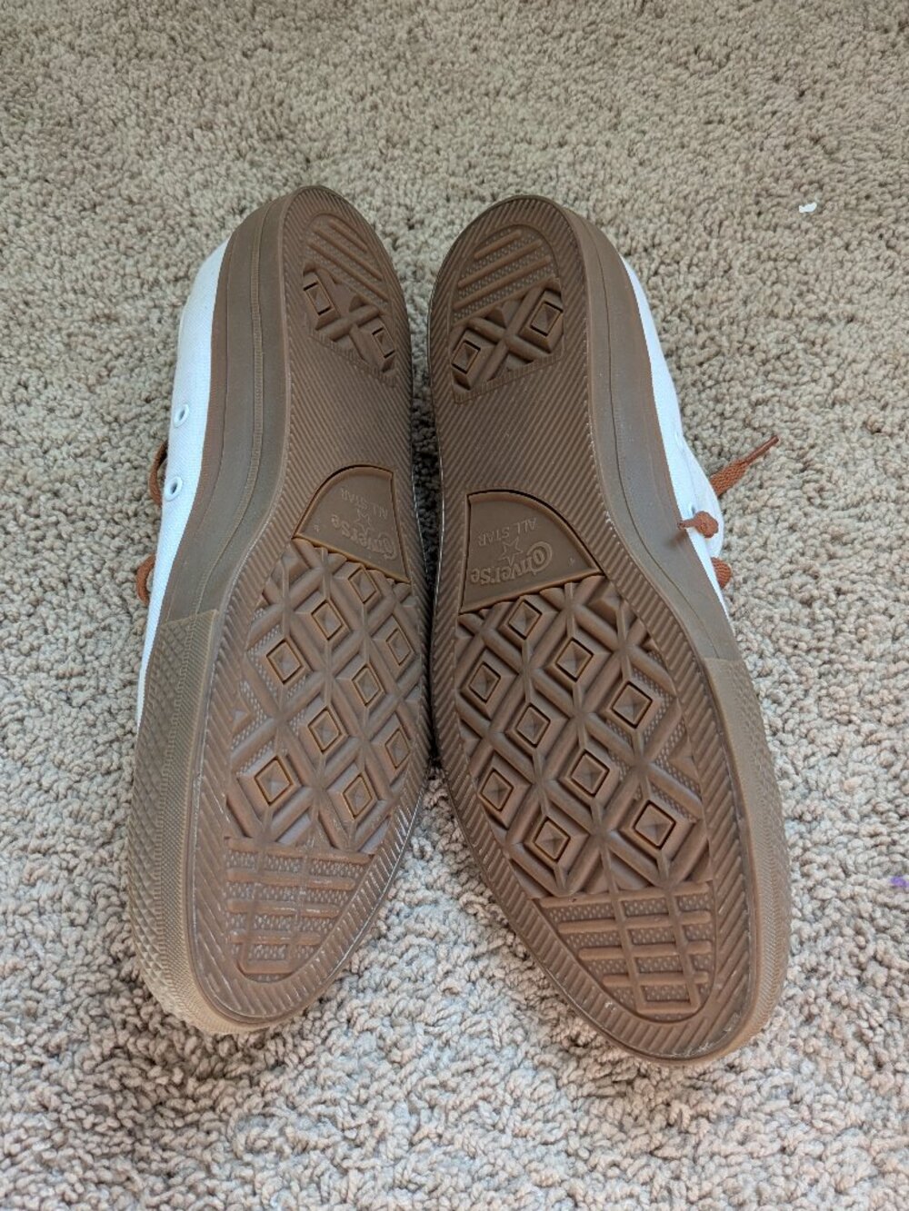 Converse White & Brown Sneakers, Size 12 - Picture 2 of 4